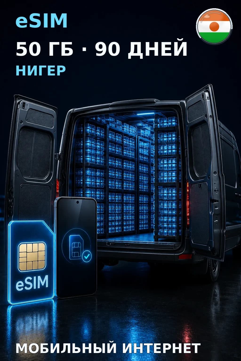 eSIM Нигер — 50 ГБ, 90 дней — интернет