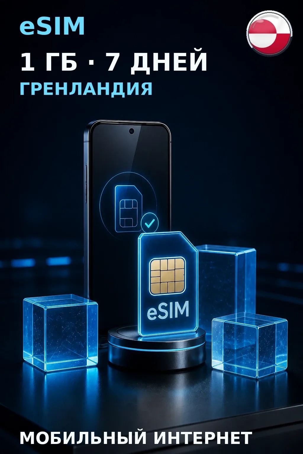 eSIM Гренландия — 1 ГБ, 7 дней — интернет