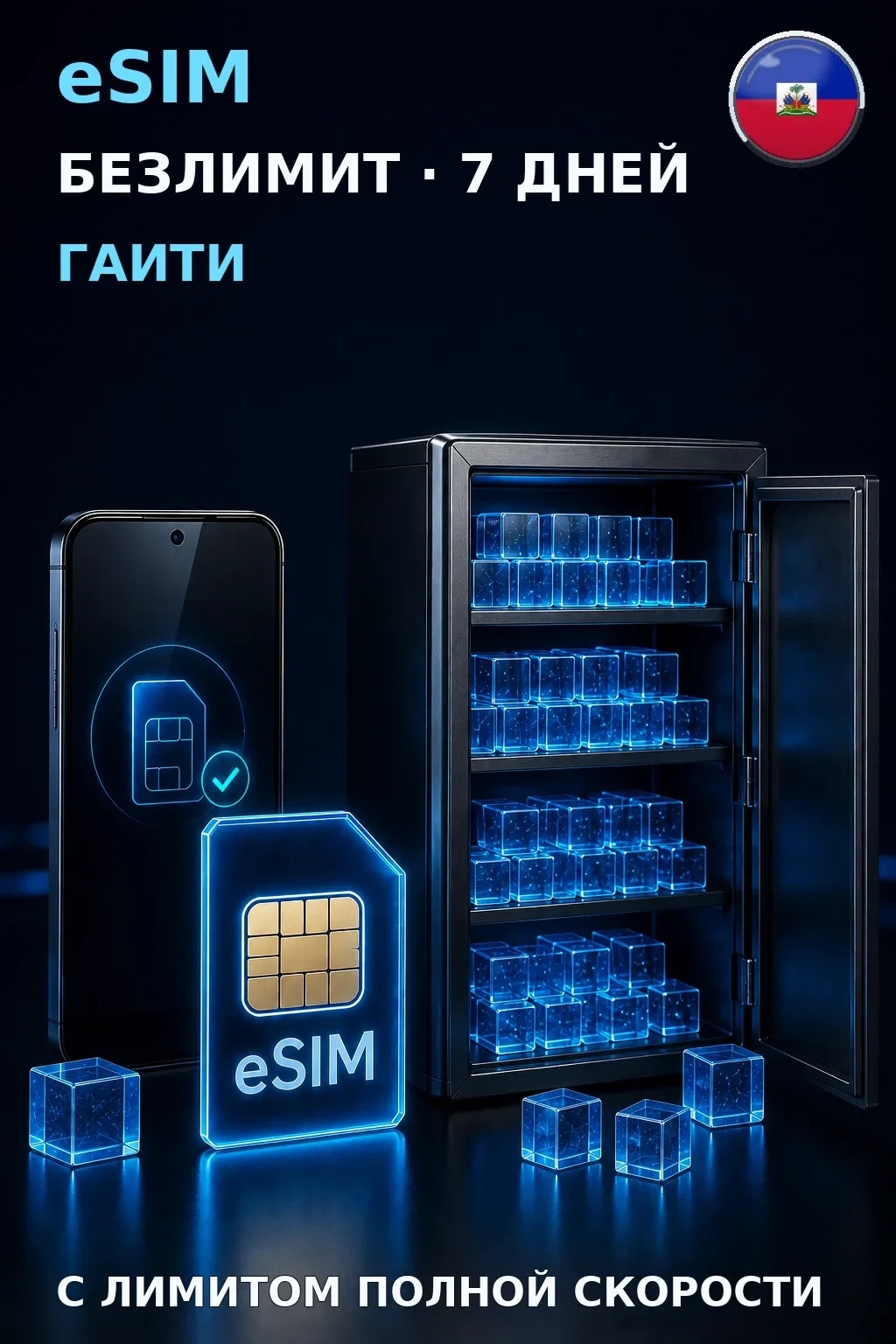 eSIM Гаити — БЕЗЛИМИТ, 7 дней — интернет