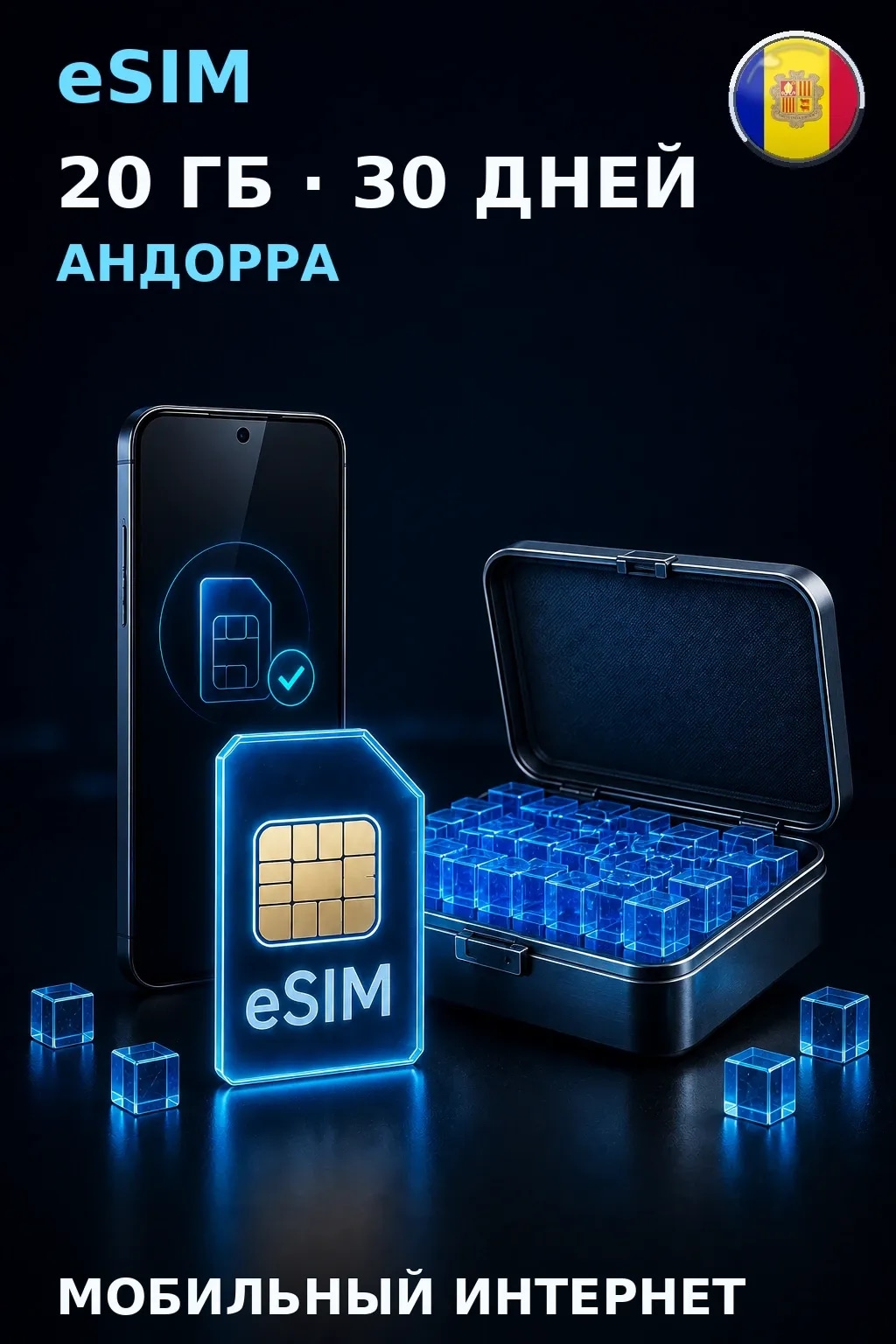 eSIM Андорра — 20 ГБ, 30 дней — интернет