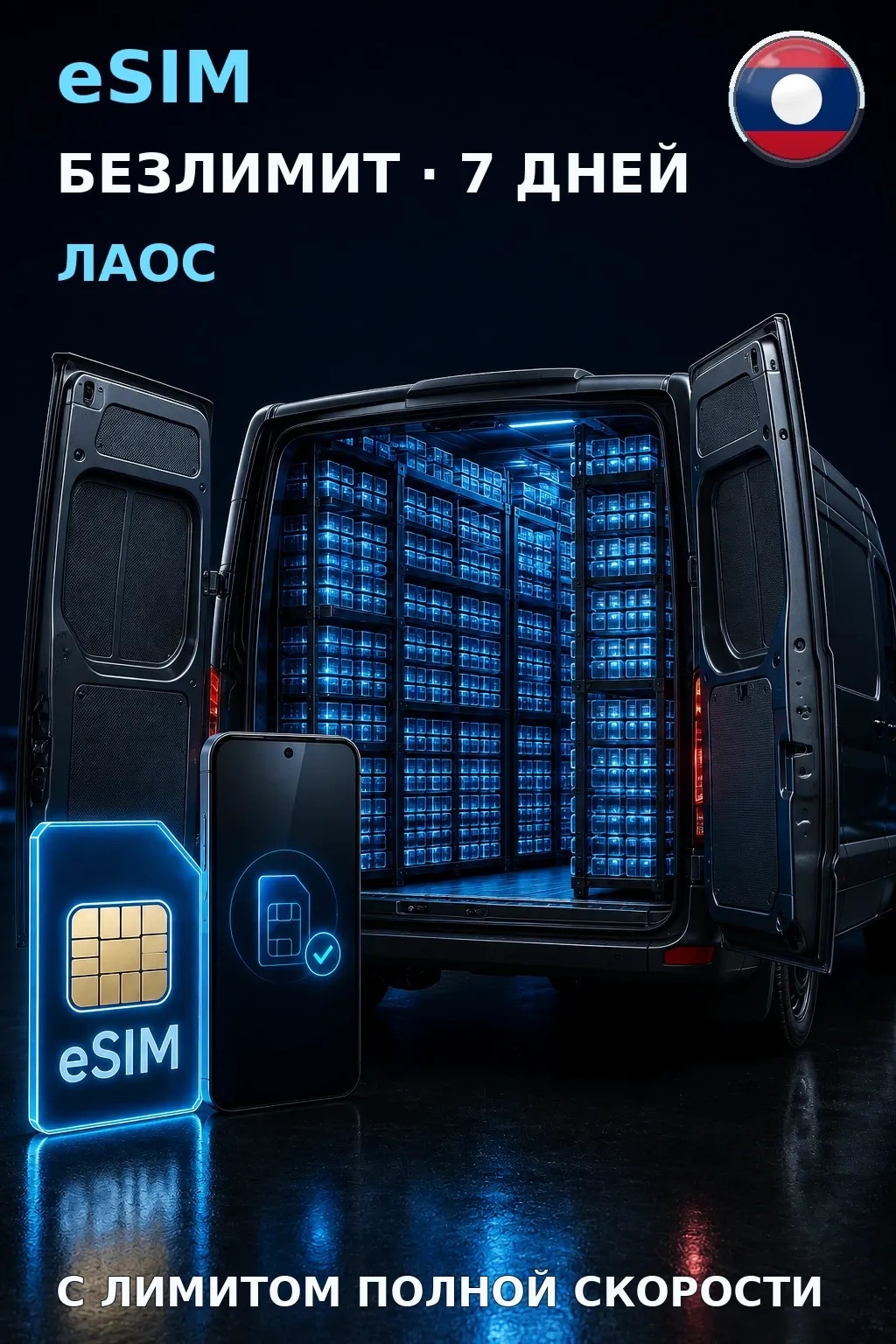eSIM Лаос — БЕЗЛИМИТ, 7 дней — интернет