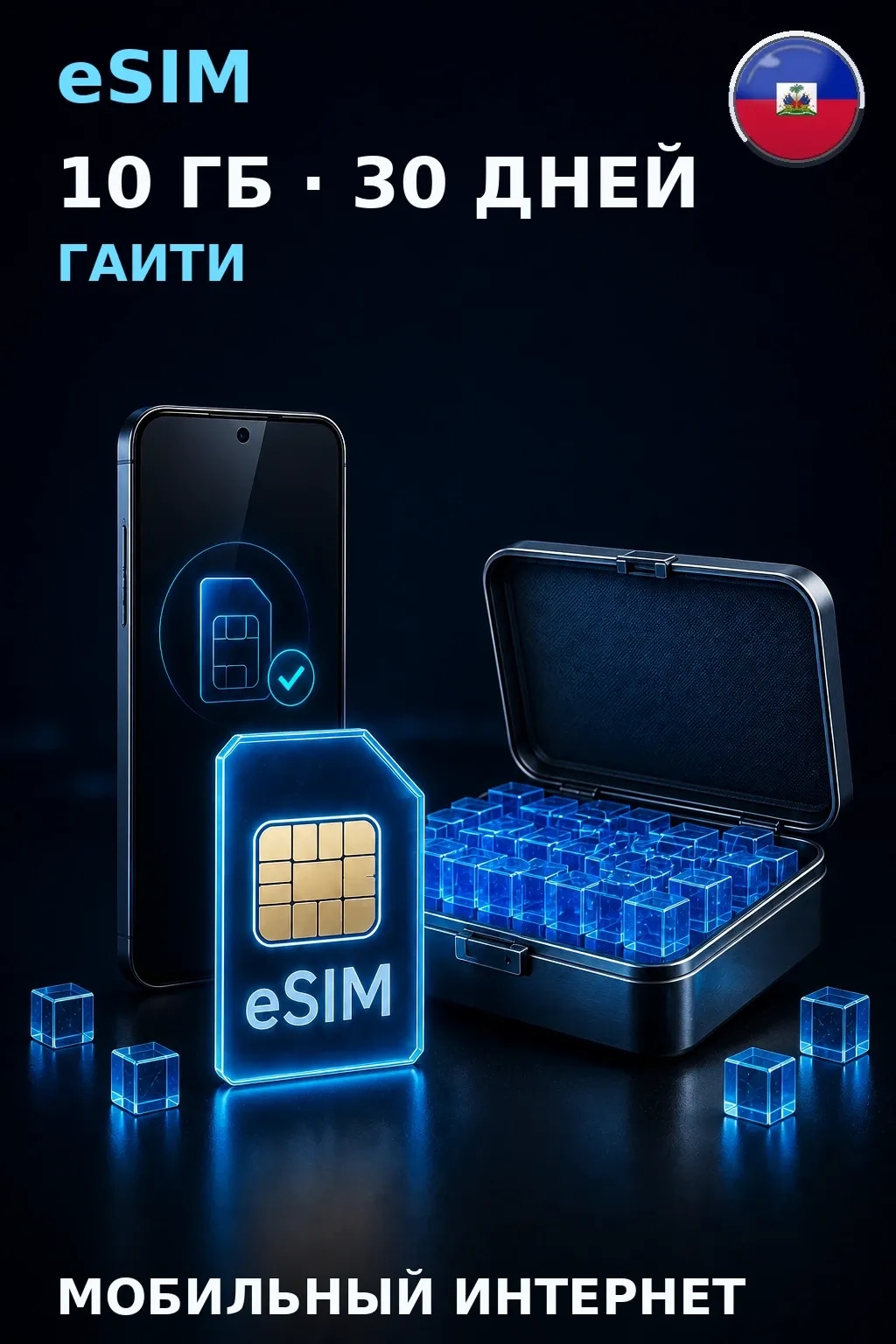 eSIM Гаити — 10 ГБ, 30 дней — интернет