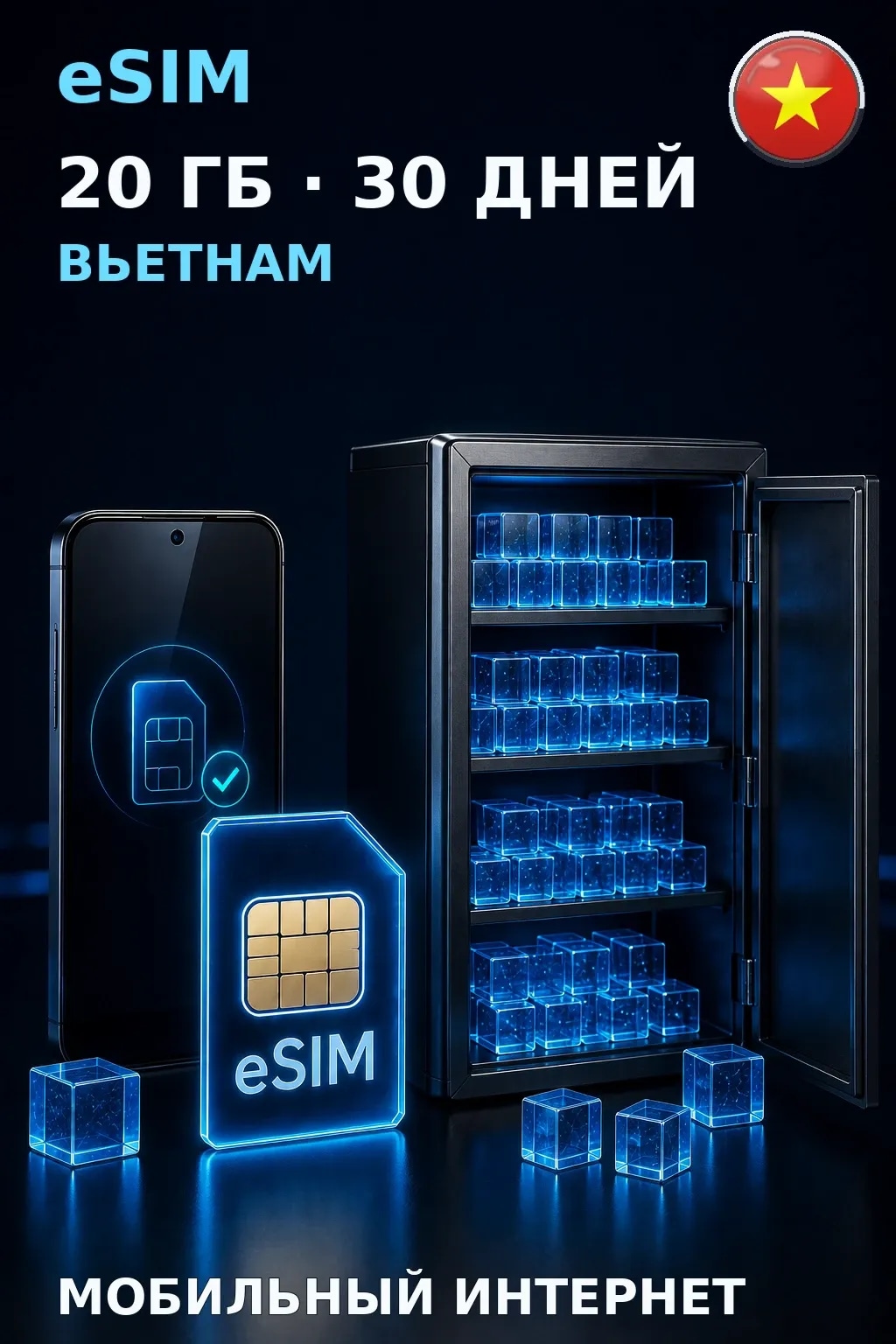 eSIM Вьетнам — 20 ГБ, 30 дней — интернет