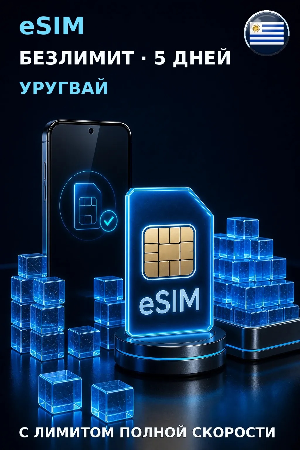 eSIM Уругвай — БЕЗЛИМИТ, 5 дней — интернет