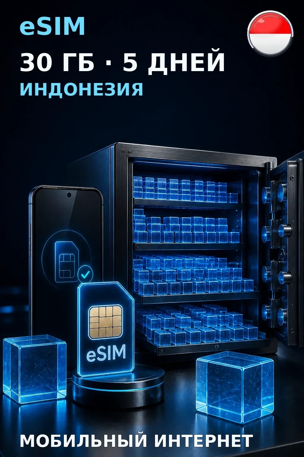 eSIM Индонезия — 30 ГБ, 5 дней — интернет